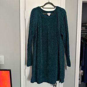 LuLaRoe Teal Long Sleeve Dress 3x NWT